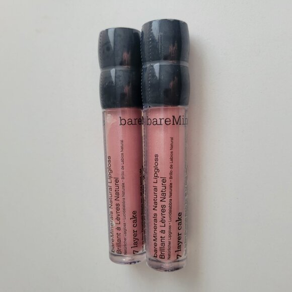 BareMinerals Natural Lip Gloss 7 Layer Cake 0.14 oz Sealed Lot of 2 - Picture 3 of 5